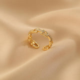 Chain Hollow Opening Ring Women's Simple Vachette Clasp Fashion Adjustable
