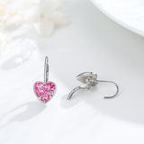 925 Sterling Silver Heart Leverback Sleeper Small 10mm Heart Dangle Hoop Earrings