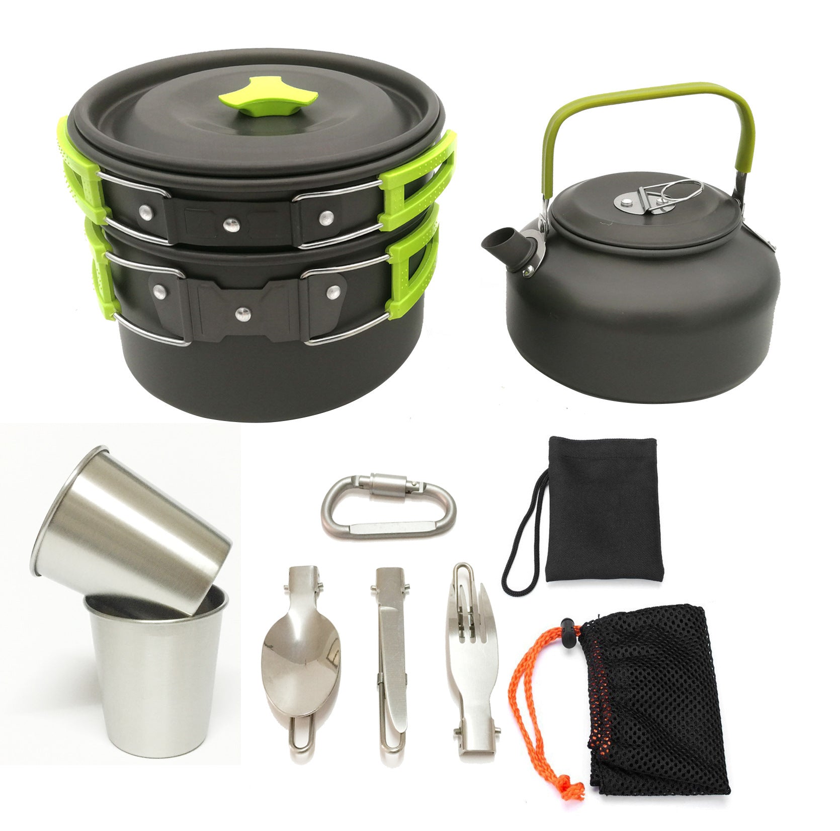 Outdoor Jacketed Kettle 2-3 Person Camping Teapot Tableware Suit
