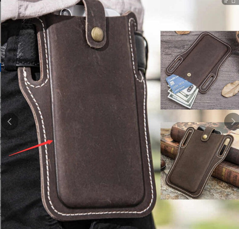 Cellphone Loop Holster Case Belt Waist Bag Props PU Leather Purse Phone Wallet