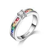 Colorful Inlaid Zircon Titanium Steel Color Ring Fashion Rainbow Ornament