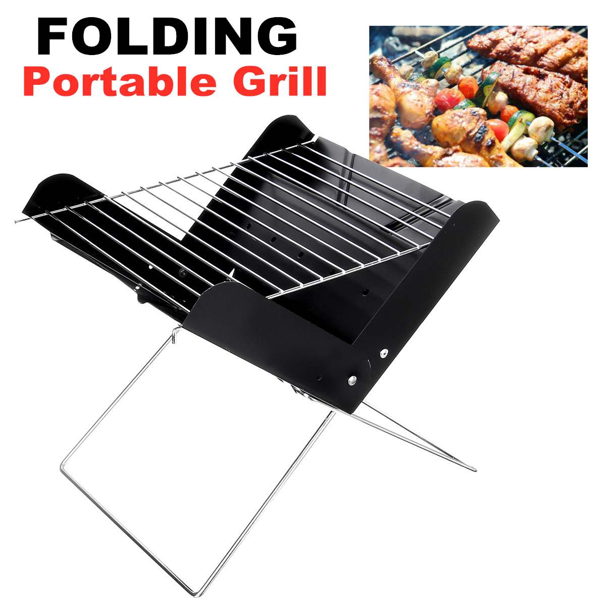 BBQ Grill Folding Stainless Steel Portable Small Barbecue Grill Tool BBQ Outdoor Camping Charcoal Furnace BBQ Grills Accessories