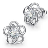 Sterling Silver Women's  Flower Stud Earrings Jewelry