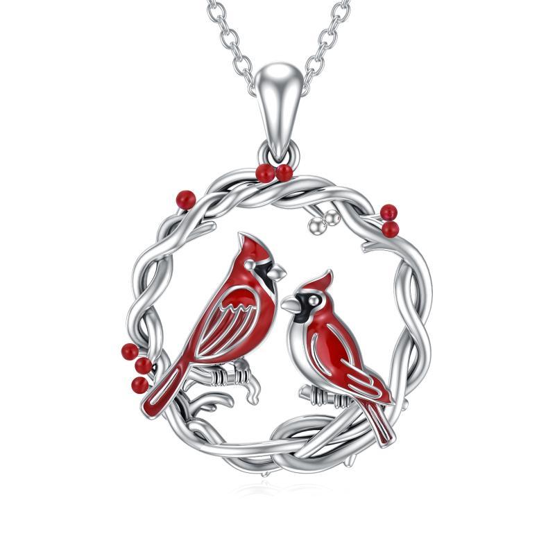 Cardinal Tree Of Life Necklace in White Gold Plated Sterling Sliver