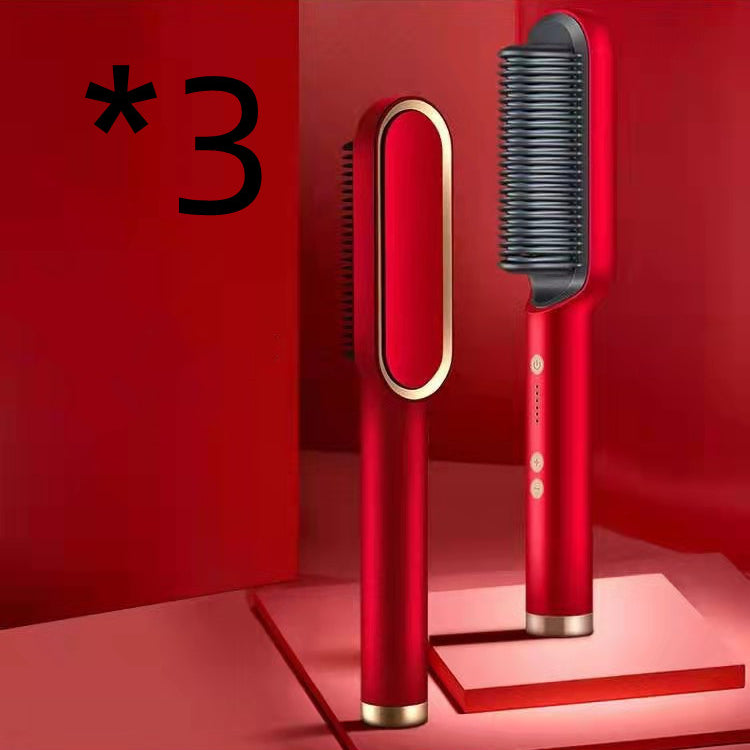 New 2 In 1 Hair Straightener Hot Comb Negative Ion Curling Tong Dual-purpose Electric Hair Brush