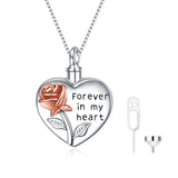 Sterling Silver Rose Flower Urn Necklace for Ashes Cremation Jewelry Forever in my Heart