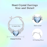 925 Sterling Silver Austrian Crystal Irish Celtic Love Heart Hoop Earrings
