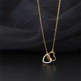 Double Heart Interlocking Titanium Steel Necklace Jewelry