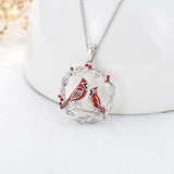 Cardinal Tree Of Life Necklace in White Gold Plated Sterling Sliver
