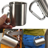 Portable Stainless Steel Cup For Camping Traveling Outdoor Cup With Handle Carabiner Climbing Backpacking Hiking Cups 200ml