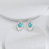 Turquoise Cherry Blossom 925 Sterling Silver Stud Earrings