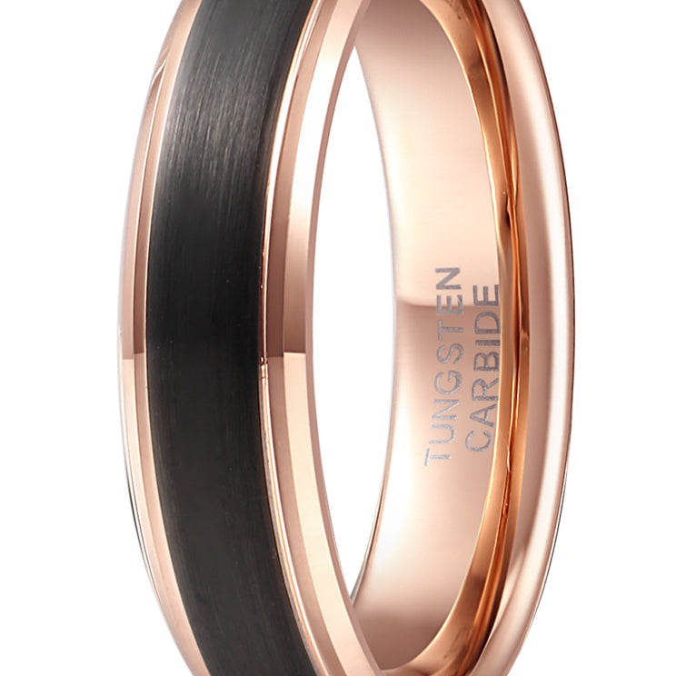 Double Groove Black Electroplated Tungsten Steel Ring