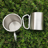 Portable Stainless Steel Cup For Camping Traveling Outdoor Cup With Handle Carabiner Climbing Backpacking Hiking Cups 200ml