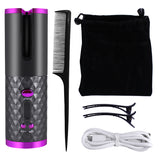 Rechargeable Automatic Hair Curler Women Portable Hair Curling Iron LCD Display Ceramic Curly Rotating Curling Wave Styer