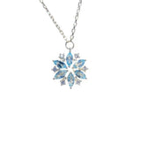 Fashion Jewelry Rhinestone Sky Blue Snowflake Pendant Women's Full Diamond Necklace