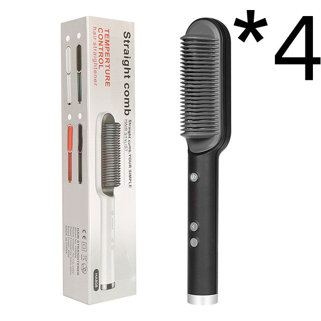 New 2 In 1 Hair Straightener Hot Comb Negative Ion Curling Tong Dual-purpose Electric Hair Brush