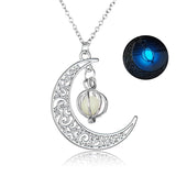 Fashion Moon Natural Glowing Stone Healing Necklace Women Gift Charm Luminous Pendant Necklace Jewelry