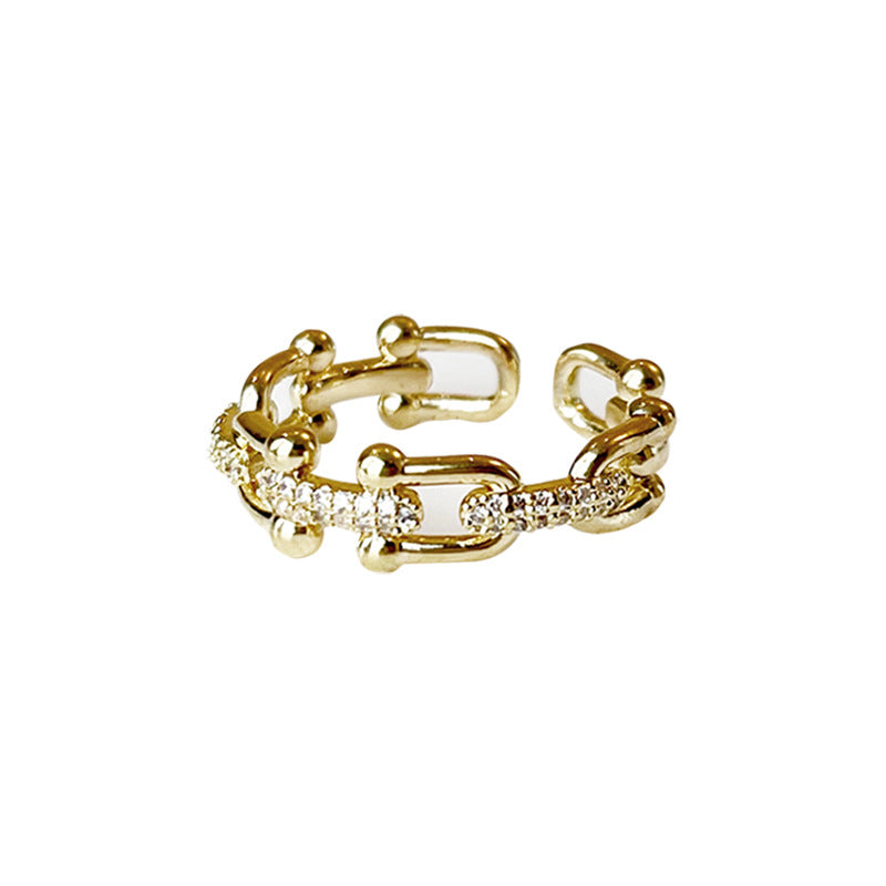 Chain Hollow Opening Ring Women's Simple Vachette Clasp Fashion Adjustable
