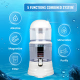 16-Liter Ceramic Gravity Water Purifier Filter alkalizes and mineralizes water while removing chlorine and fluoride - Countertop mode