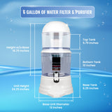 16-Liter Ceramic Gravity Water Purifier Filter alkalizes and mineralizes water while removing chlorine and fluoride - Countertop mode