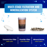 16-Liter Ceramic Gravity Water Purifier Filter alkalizes and mineralizes water while removing chlorine and fluoride - Countertop mode