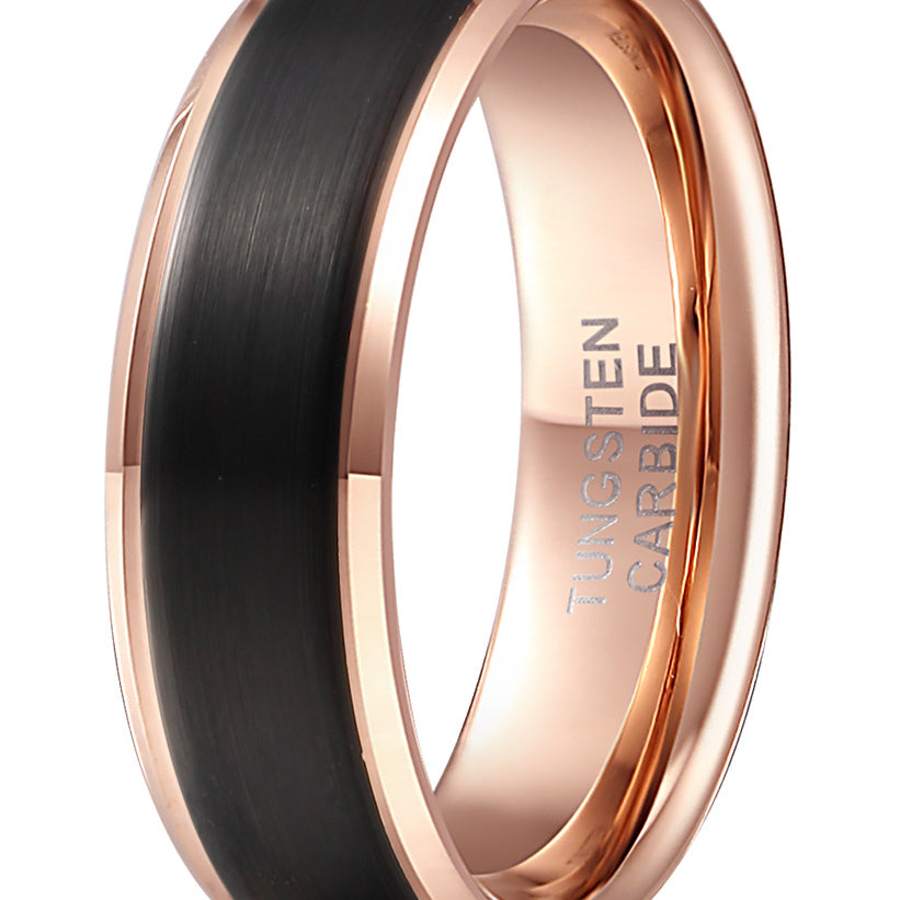 Double Groove Black Electroplated Tungsten Steel Ring