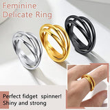 Three-ring Rotating Ring For Couple Creative Personalized Anxiety Relief Rings Women Geometric Jewelry