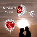 Birthstone Zircon Earrings for Women Girls Heart Shape Stud Earrings