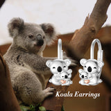 Koala Earrings for Girls Women Cute Mother Daughter Koalas Stud Earrings Sterling Silver Drop Dangle Jewelry