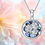Personalized Flower Photo Locket Necklace 925 Sterling Silver Photo Pendant