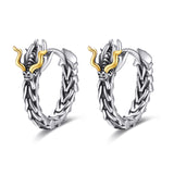 Sterling Silver Dragon Hoop Huggie Earrings Jewelry Gifts for Men