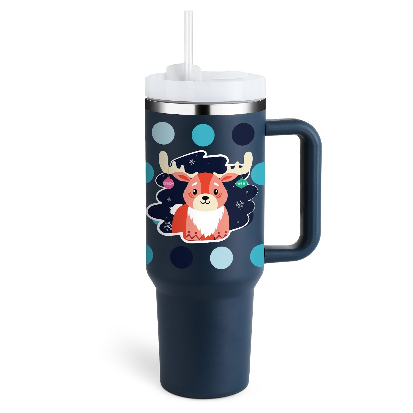 Christmas Thermal Mug 40oz Straw Coffee Insulation Cup With Handle Portable Car Stainless Steel Water Bottle LargeCapacity Travel BPA Free Thermal Mug - Trendylis